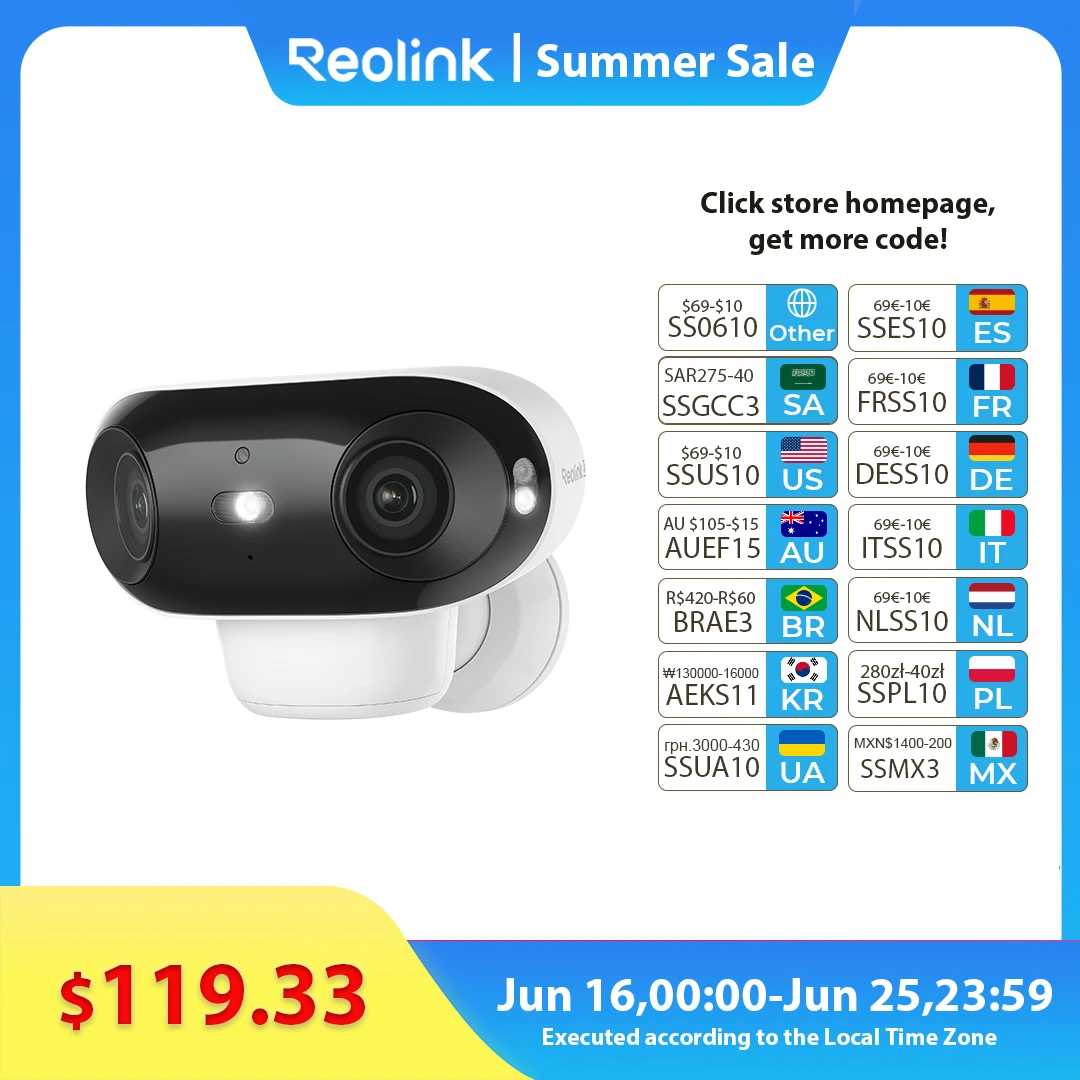 Reolink 4K 8MP Solar & Battery Powered Wireless Security Camera 180° Panorama ColorX Night Vision Outdoor WiFi Camera WiFi 6
Reolink 4K 8MP Solar & Battery Powered Wireless Security Camera 180° Panorama ColorX Night Vision Outdoor WiFi Camera WiFi 6