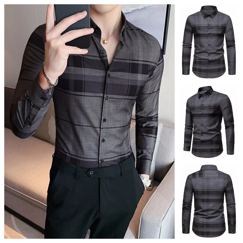 2023 New Men's High Quality Shirt Striped Plaid Loose Business Casual Silk Smooth Shirts Long Sleeve camisas de hombre
2023 New Men's High Quality Shirt Striped Plaid Loose Business Casual Silk Smooth Shirts Long Sleeve camisas de hombre