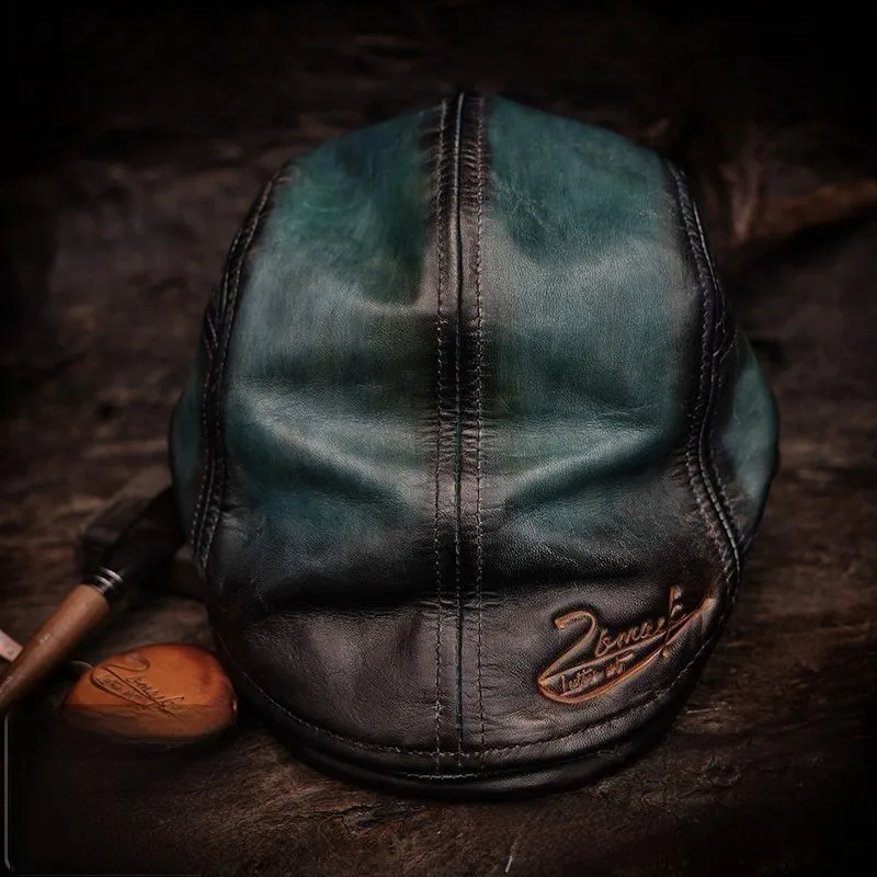 Vintage Leather Peaked Cap Multi-color Distressed Handmade Customized Beret England Style 
Vintage Leather Peaked Cap Multi-color Distressed Handmade Customized Beret England Style
