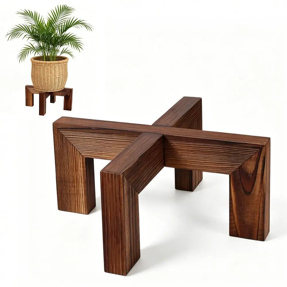 Cross Frame Wooden Plant Stand Pine Wood Compact Size Flower Pot Rack Easy Assembly Brown Wood Grain Tabletop Plant Shelf
Cross Frame Wooden Plant Stand Pine Wood Compact Size Flower Pot Rack Easy Assembly Brown Wood Grain Tabletop Plant Shelf