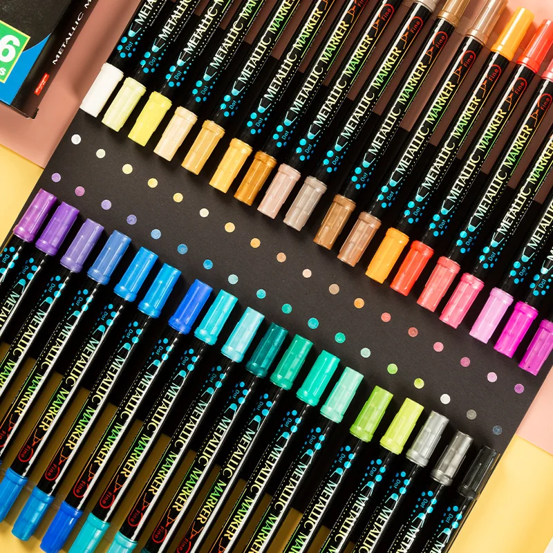 12/24/36 color Metallic Art Markers with Dual-Tip Round Point for Calligraphy, Drawing, Scrapbooking, and DIY Album Making
12/24/36 color Metallic Art Markers with Dual-Tip Round Point for Calligraphy, Drawing, Scrapbooking, and DIY Album Making