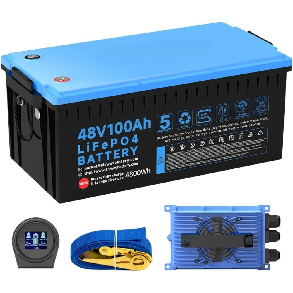 Аккумулятор LiFePO4 для гольф-кара 48 В, 100 Ач, зарядное устройство 48 В, 20 А, пиковая мощность 10,24 кВт, 4000 циклов, аккумулятор со встроенным свинцово-кислотным лотком
Аккумулятор LiFePO4 для гольф-кара 48 В, 100 Ач, зарядное устройство 48 В, 20 А, пиковая мощность 10,24 кВт, 4000 циклов, аккумулятор со встроенным свинцово-кислотным лотком