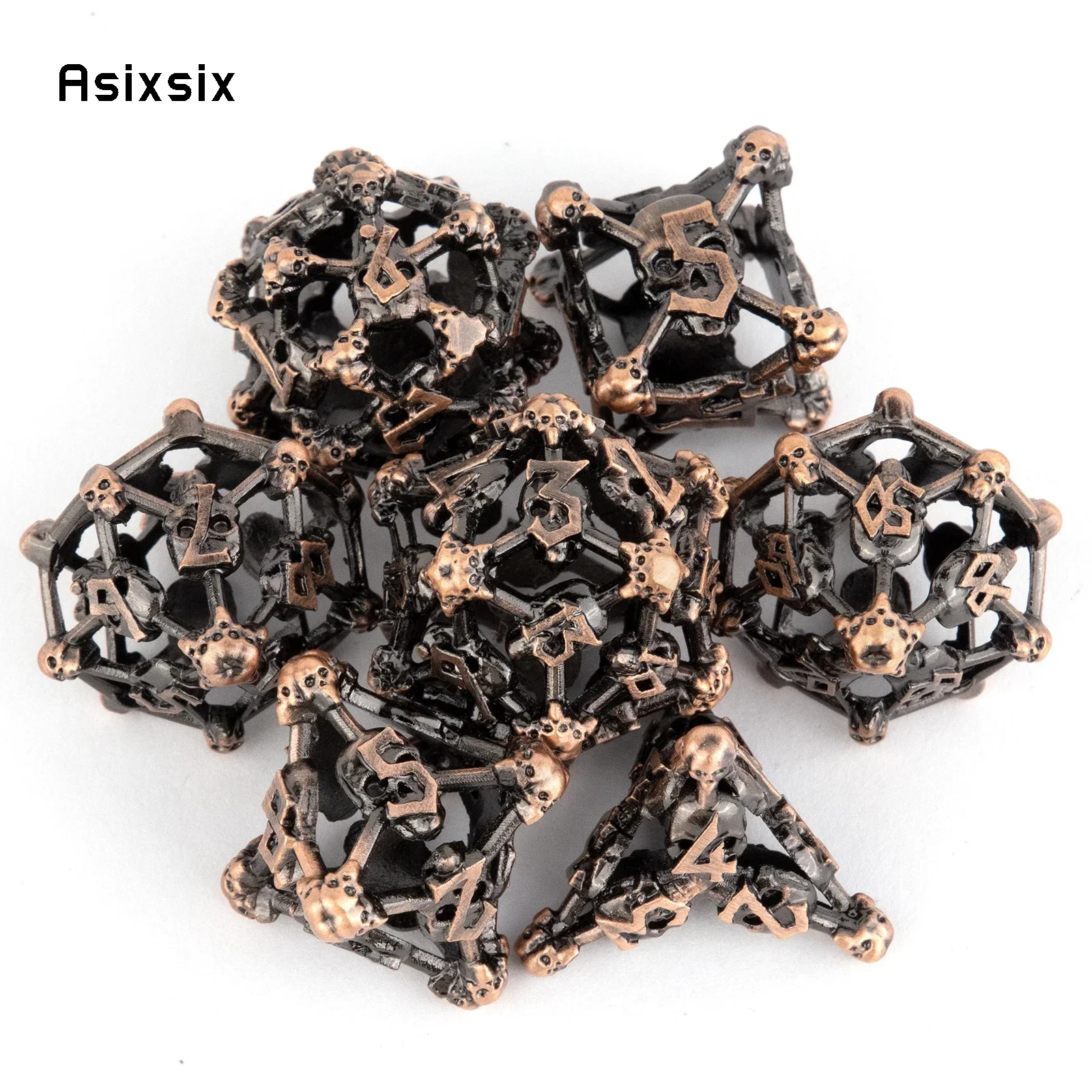 7 Pcs Copper Skull Head Metal Dice Hollow Metal Polyhedral Dice Set Suitable for Role-Playing RPG Board Game Gift
7 Pcs Copper Skull Head Metal Dice Hollow Metal Polyhedral Dice Set Suitable for Role-Playing RPG Board Game Gift