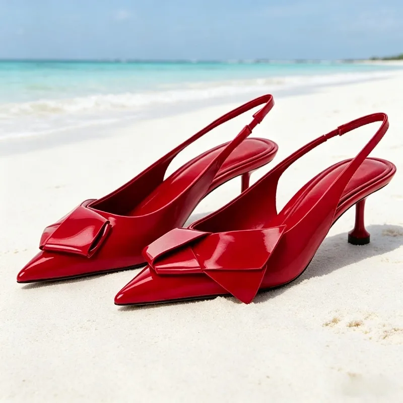 Red Patent Leather Slingback Heels Women Sweet Bow Decoration Pointed-toe High-heeled Sandals Luxury Party Brand Designer Shoes
Red Patent Leather Slingback Heels Women Sweet Bow Decoration Pointed-toe High-heeled Sandals Luxury Party Brand Designer Shoes