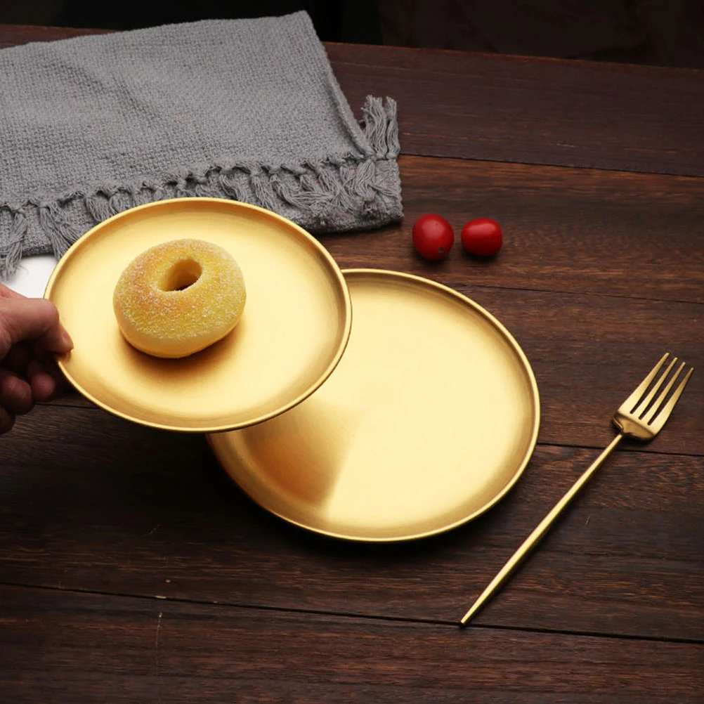 Stainless Steel Dish Coffee Shop Tray Food Serving Plate Rustproof Lightweight Stackable Round Barbecue Plate Vegetable 
Stainless Steel Dish Coffee Shop Tray Food Serving Plate Rustproof Lightweight Stackable Round Barbecue Plate Vegetable