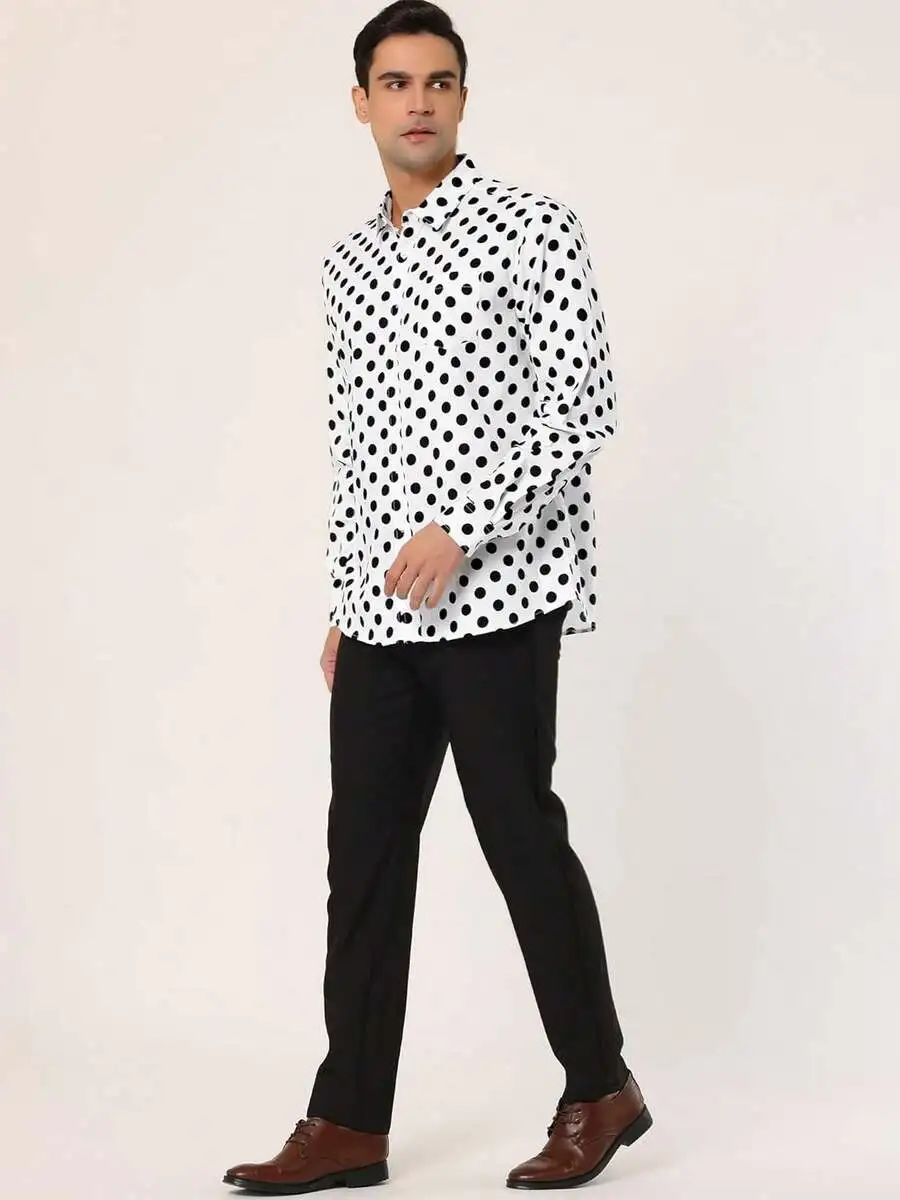 Mens Polka Dot Long Sleeve Slim Fit Button Down Dress Shirt
Mens Polka Dot Long Sleeve Slim Fit Button Down Dress Shirt