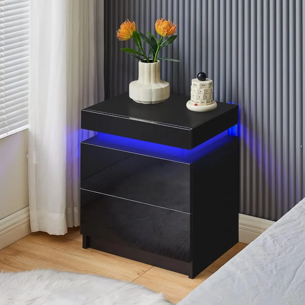 Modern Nightstand, Night Stand with Chest of Drawers, Bedside Table Cabinet with Remote Control Lights, Wood Matte Nightstand
Modern Nightstand, Night Stand with Chest of Drawers, Bedside Table Cabinet with Remote Control Lights, Wood Matte Nightstand