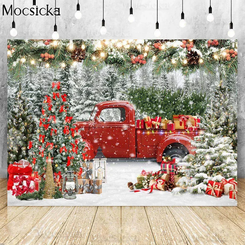 Christmas Red Truck Photography Backdrops Winter Snow Pine Forest Xmas Tree Gift Newborn Kids Family Portrait Photo Background
Christmas Red Truck Photography Backdrops Winter Snow Pine Forest Xmas Tree Gift Newborn Kids Family Portrait Photo Background