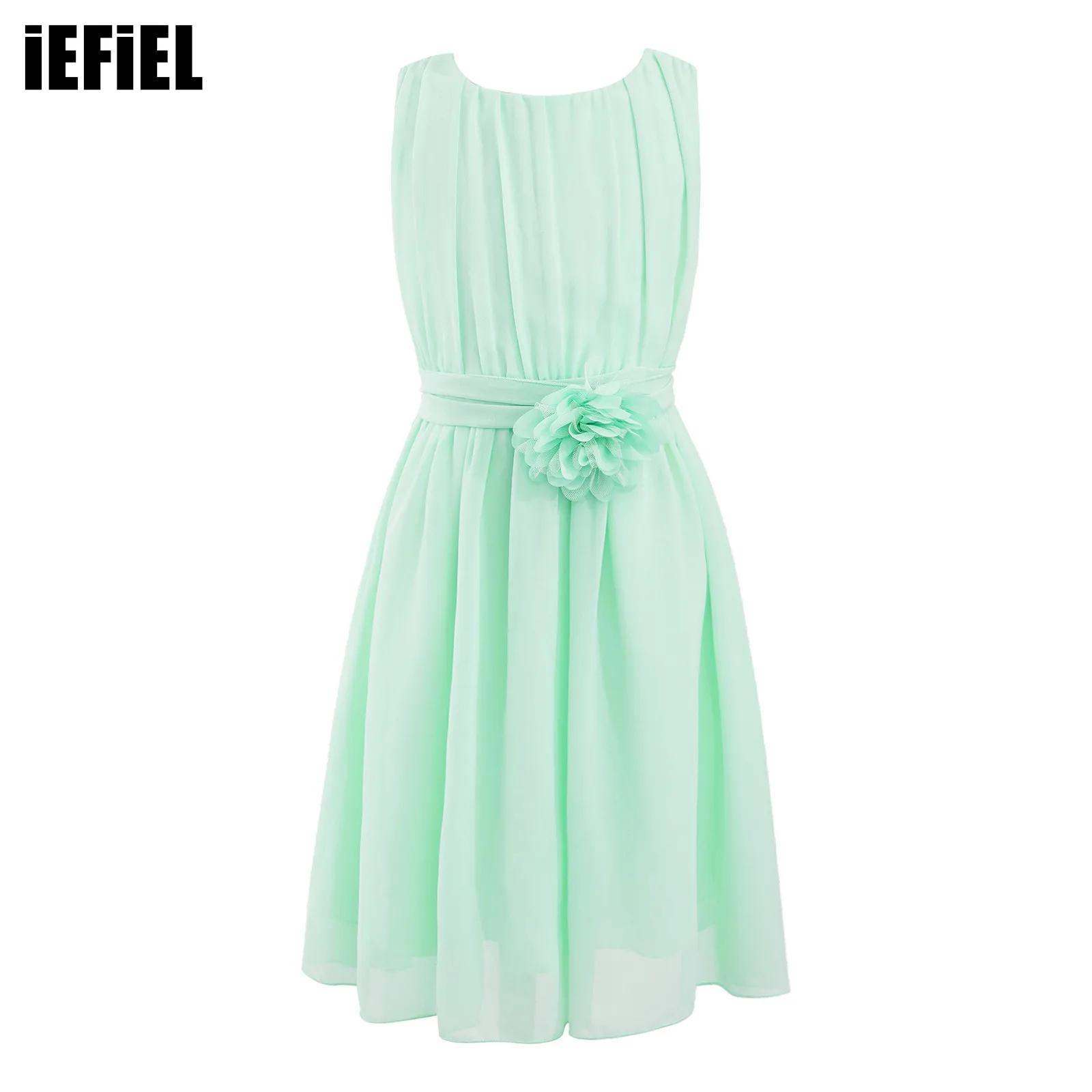 Kids Girls Cute Pure Color Chiffon Dress Round Neck Sleeveless Flower Waistband Ruched Dress for Birthday Party
Kids Girls Cute Pure Color Chiffon Dress Round Neck Sleeveless Flower Waistband Ruched Dress for Birthday Party