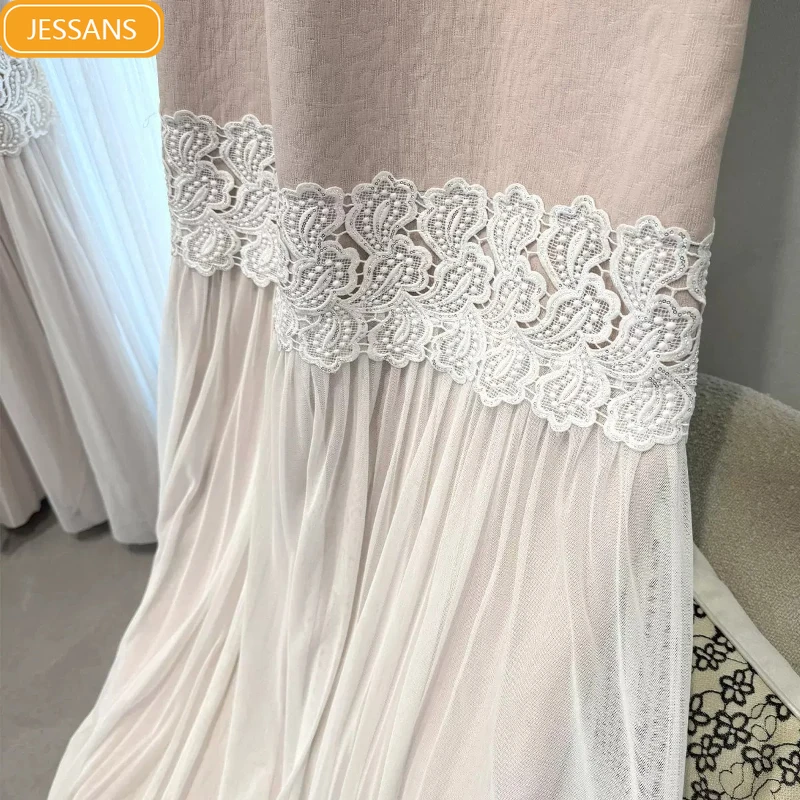 French Romantic Pink Jacquard Chenille Skirt Splicing Curtains for Bedroom Living Room Customized Finished Yarn Curtain
French Romantic Pink Jacquard Chenille Skirt Splicing Curtains for Bedroom Living Room Customized Finished Yarn Curtain