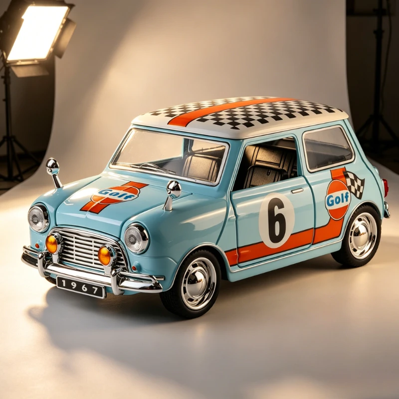 Модель автомобиля MINI 1967 года в стиле ретро, масштаб 1:32, из сплава, с функцией отката назад, звуком и светом, открывающимися дверями, изысканные украшения, призы, небольшие подарки.
Модель автомобиля MINI 1967 года в стиле ретро, масштаб 1:32, из сплава, с функцией отката назад, звуком и светом, открывающимися дверями, изысканные украшения, призы, небольшие подарки.