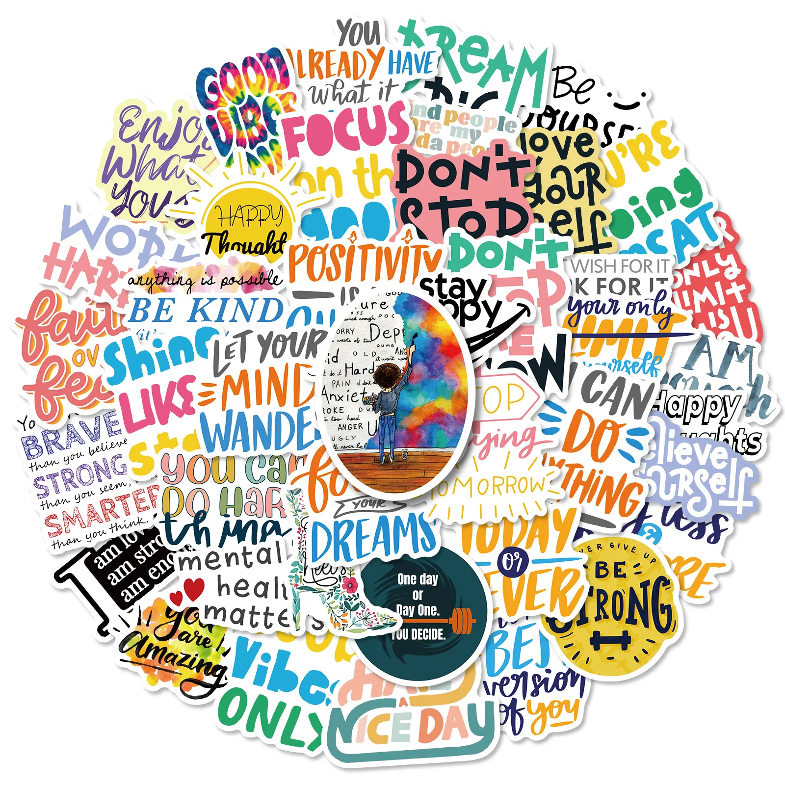 50pcs inspirational text stickers slogans English handbooks collage materials small patterns cute students learning labels
50pcs inspirational text stickers slogans English handbooks collage materials small patterns cute students learning labels