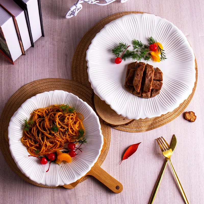Japanese Embossed Steak Plate Dessert Plate Pasta Plate French Restaurant High Quality Deep Dish
Japanese Embossed Steak Plate Dessert Plate Pasta Plate French Restaurant High Quality Deep Dish
