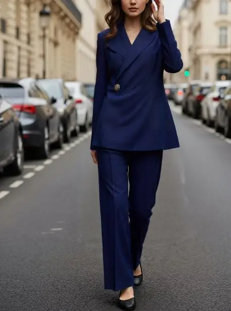 Womens Two-Piece Autumn Winter Fashionable High-End Blue Sloping Collar Design Suit Jacket Simple Straight Leg Western Pants Set
Womens Two-Piece Autumn Winter Fashionable High-End Blue Sloping Collar Design Suit Jacket Simple Straight Leg Western Pants Set