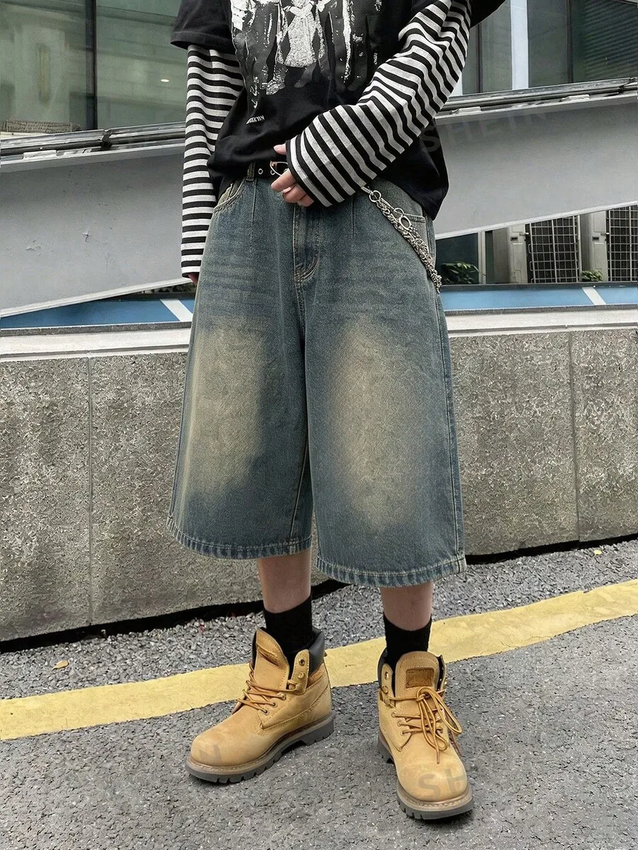 Men Casual Washed Wide Leg Denim Shorts Street Style Loose Fit Knee Length
Men Casual Washed Wide Leg Denim Shorts Street Style Loose Fit Knee Length