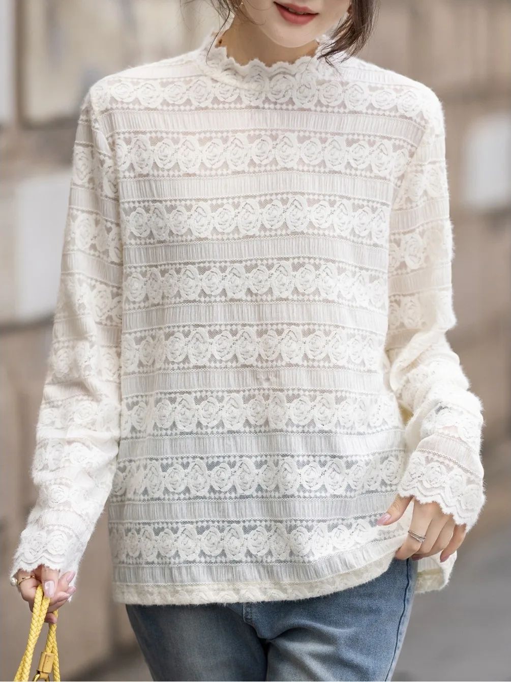 Authentic Lace Base irt Women's Long Sve Inner Wear Top Casual Sle Cotton Loose Fit Teen Girl mid Waist round Ne
Authentic Lace Base irt Women's Long Sve Inner Wear Top Casual Sle Cotton Loose Fit Teen Girl mid Waist round Ne