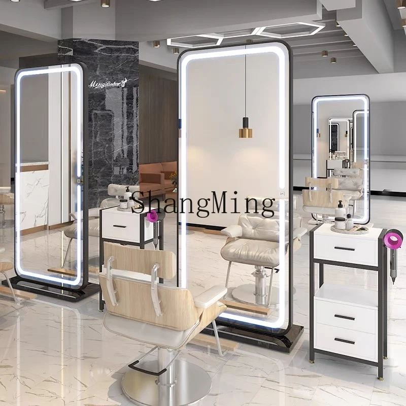 HJ barber shop hair salon special hair cutting mirror simple double-sided floor standing mirror with light
HJ barber shop hair salon special hair cutting mirror simple double-sided floor standing mirror with light
