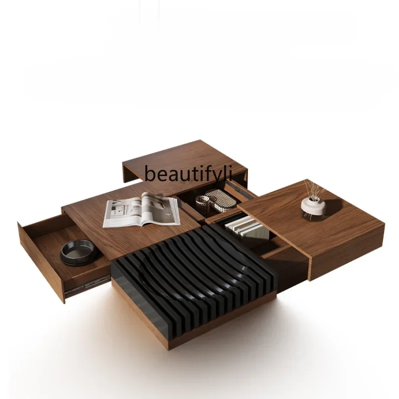 Black Walnut Wooden Tea Table Nordic Modern Minimalist Storage Square Solid Wood Small Apartment Coffee Table CombinationA
Black Walnut Wooden Tea Table Nordic Modern Minimalist Storage Square Solid Wood Small Apartment Coffee Table CombinationA