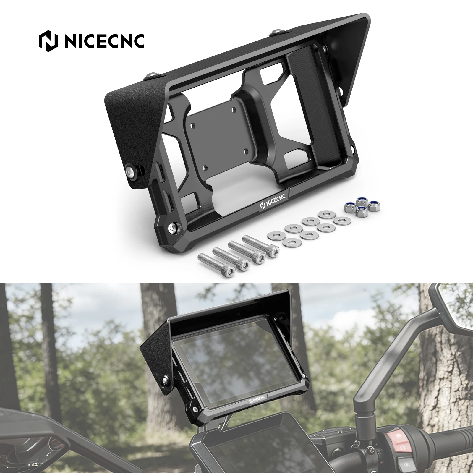 NICECNC For Garmin Zumo XT2 6" Protective Case Adjustable Sun Visor Kit For BMW R1300GS R1250GS R1200GS ADV Adventure R 1250 GS