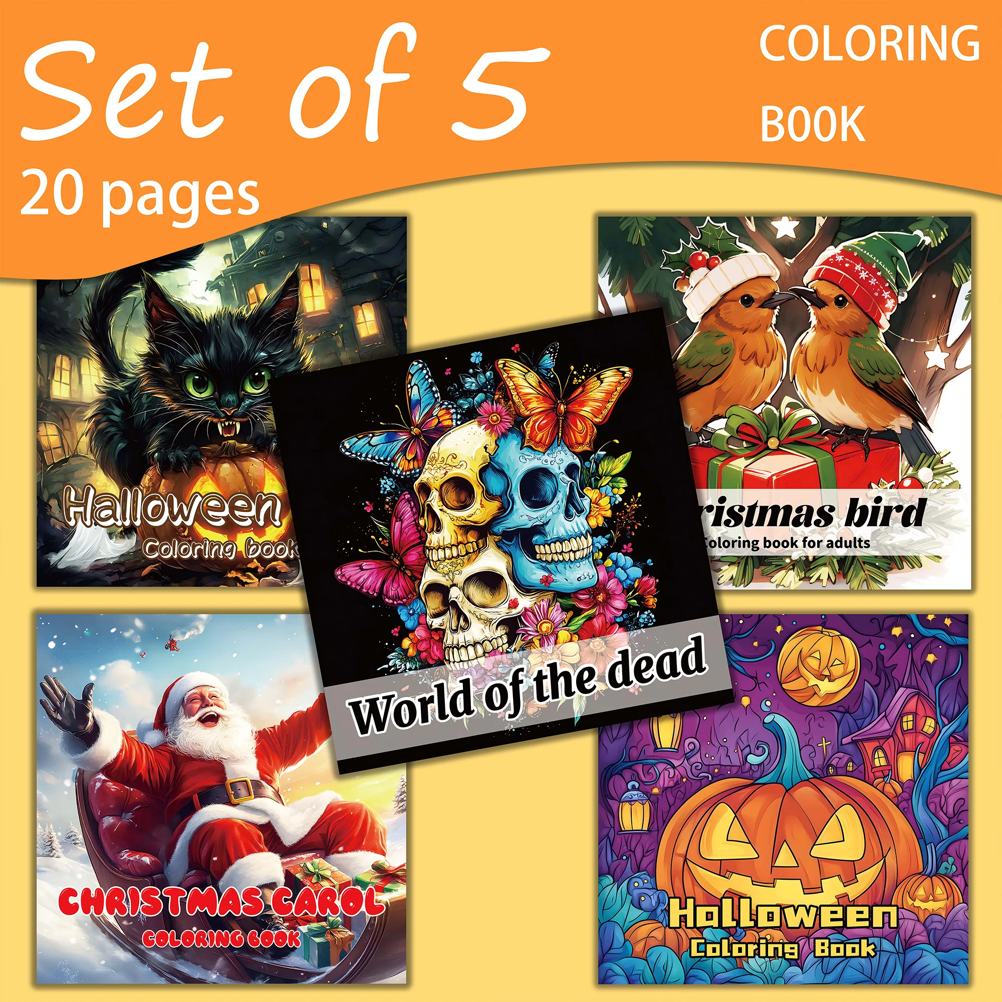 5 Sets Christmas and Halloween Themes Colouring Book Adult Picture Book Original Design
5 Sets Christmas and Halloween Themes Colouring Book Adult Picture Book Original Design