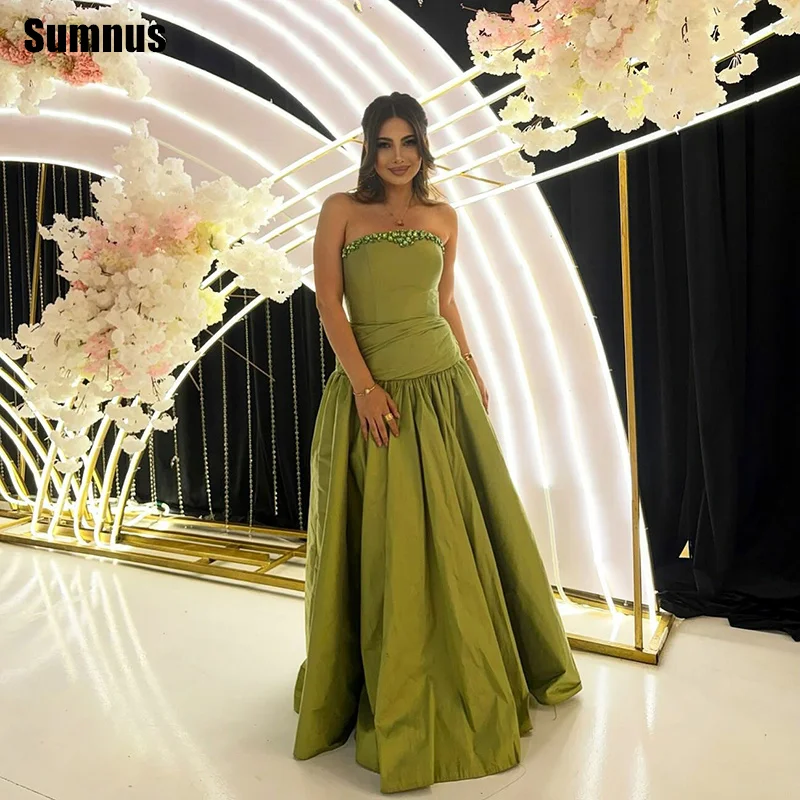 Sumnus Elegant Olive Green A-Line Evening Dress Strapless Beading Floor Length Draped Prom Dress 2026 Women vestidos Customized
Sumnus Elegant Olive Green A-Line Evening Dress Strapless Beading Floor Length Draped Prom Dress 2026 Women vestidos Customized