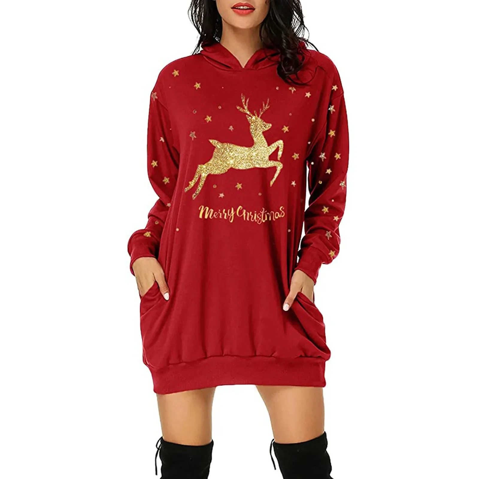 2024 Women's Large Size Fashion Sweatshirt Christmas Long Sleeve Mid-Long Pocket Hoodie Fashion 2024 Fall Winter New Pullovers
2024 Women's Large Size Fashion Sweatshirt Christmas Long Sleeve Mid-Long Pocket Hoodie Fashion 2024 Fall Winter New Pullovers