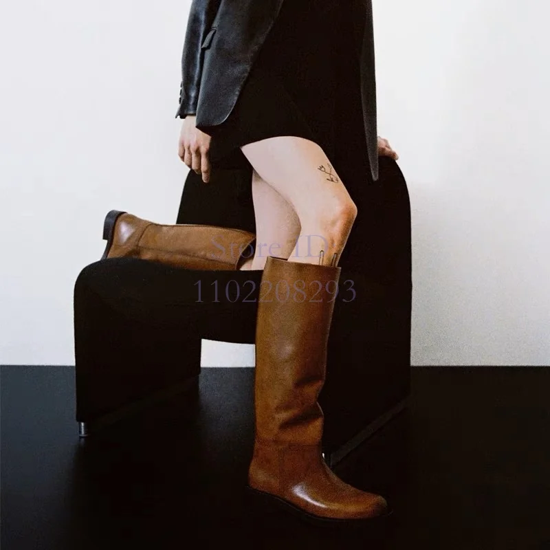 Retro Faux Leather Slip-on Knee-high Boots Round Toe Square Heeled Modern Knight Boots Women's Casual Fashion Shoes 2024 Black
Retro Faux Leather Slip-on Knee-high Boots Round Toe Square Heeled Modern Knight Boots Women's Casual Fashion Shoes 2024 Black