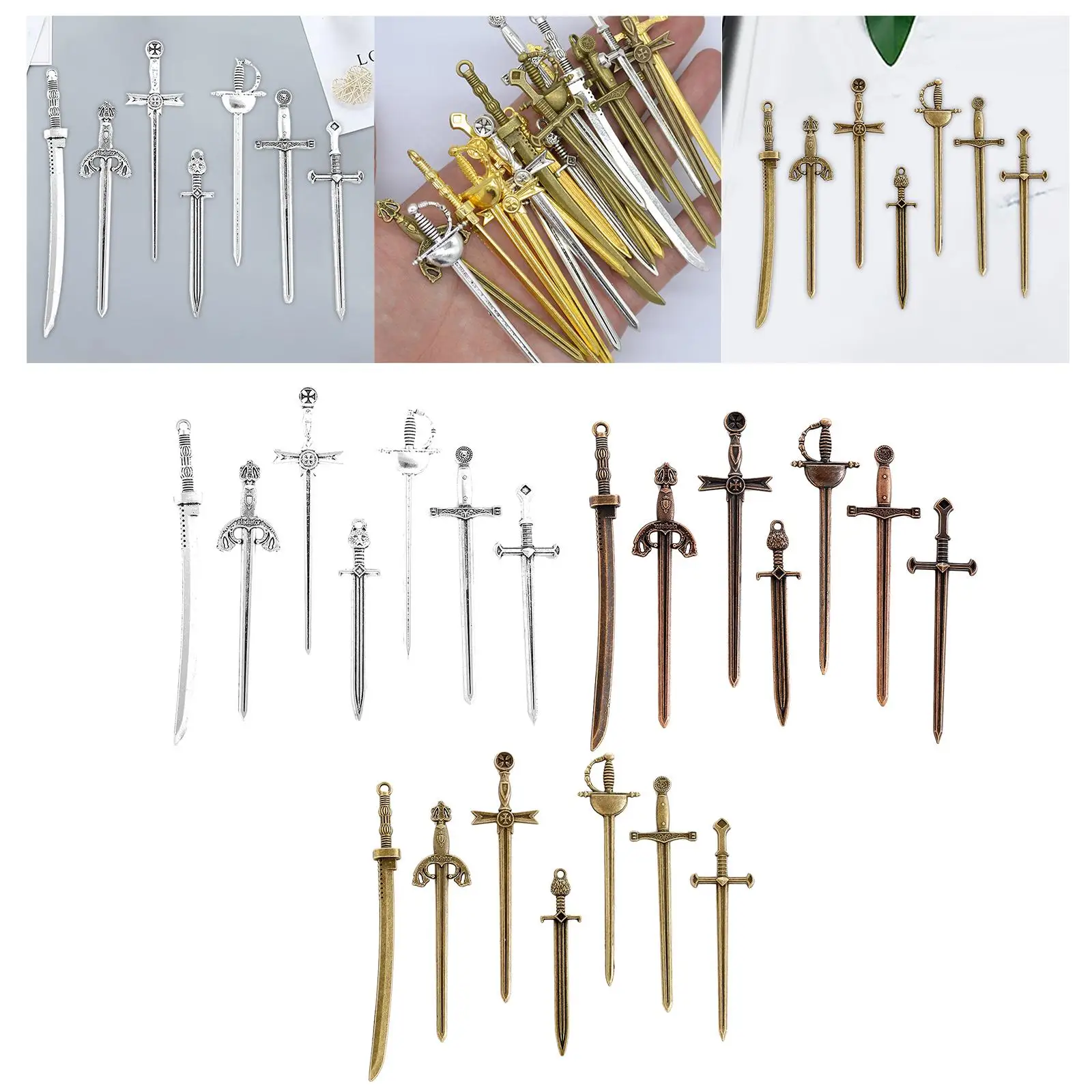 7x Long Swords Pendants, Keyrings Decoration Craft DIY Accessories Mini Antique Sword Pendants for Necklace Bracelet
7x Long Swords Pendants, Keyrings Decoration Craft DIY Accessories Mini Antique Sword Pendants for Necklace Bracelet
