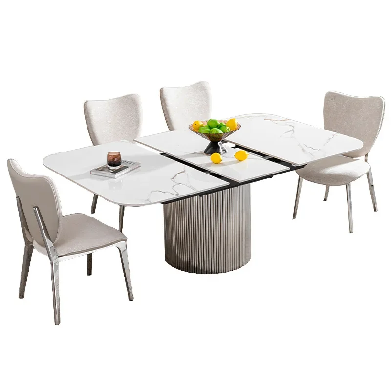 Slate dining table retractable household square dining table, high-end light luxury dining table set
Slate dining table retractable household square dining table, high-end light luxury dining table set