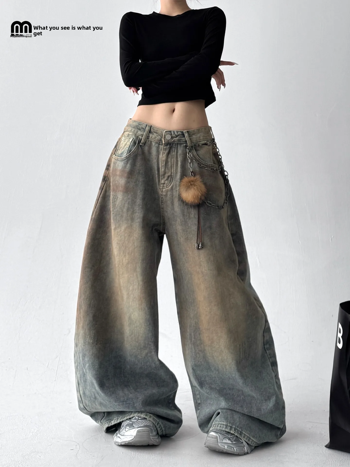 Свободные прямые джинсы с завязками в стиле ретро, женские модные брендовые винтажные джинсы, хлопковые, полиэстеровые, эластичные брюки с низкой талией 
Свободные прямые джинсы с завязками в стиле ретро, женские модные брендовые винтажные джинсы, хлопковые, полиэстеровые, эластичные брюки с низкой талией