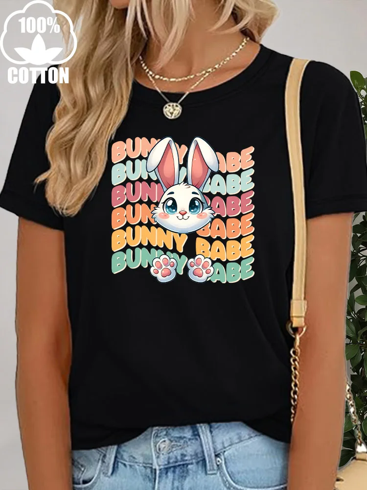 Женская футболка с рисунком Bunny Babe, футболка из 100% хлопка с круглым вырезом и короткими рукавами, повседневная летняя повседневная одежда
Женская футболка с рисунком Bunny Babe, футболка из 100% хлопка с круглым вырезом и короткими рукавами, повседневная летняя повседневная одежда