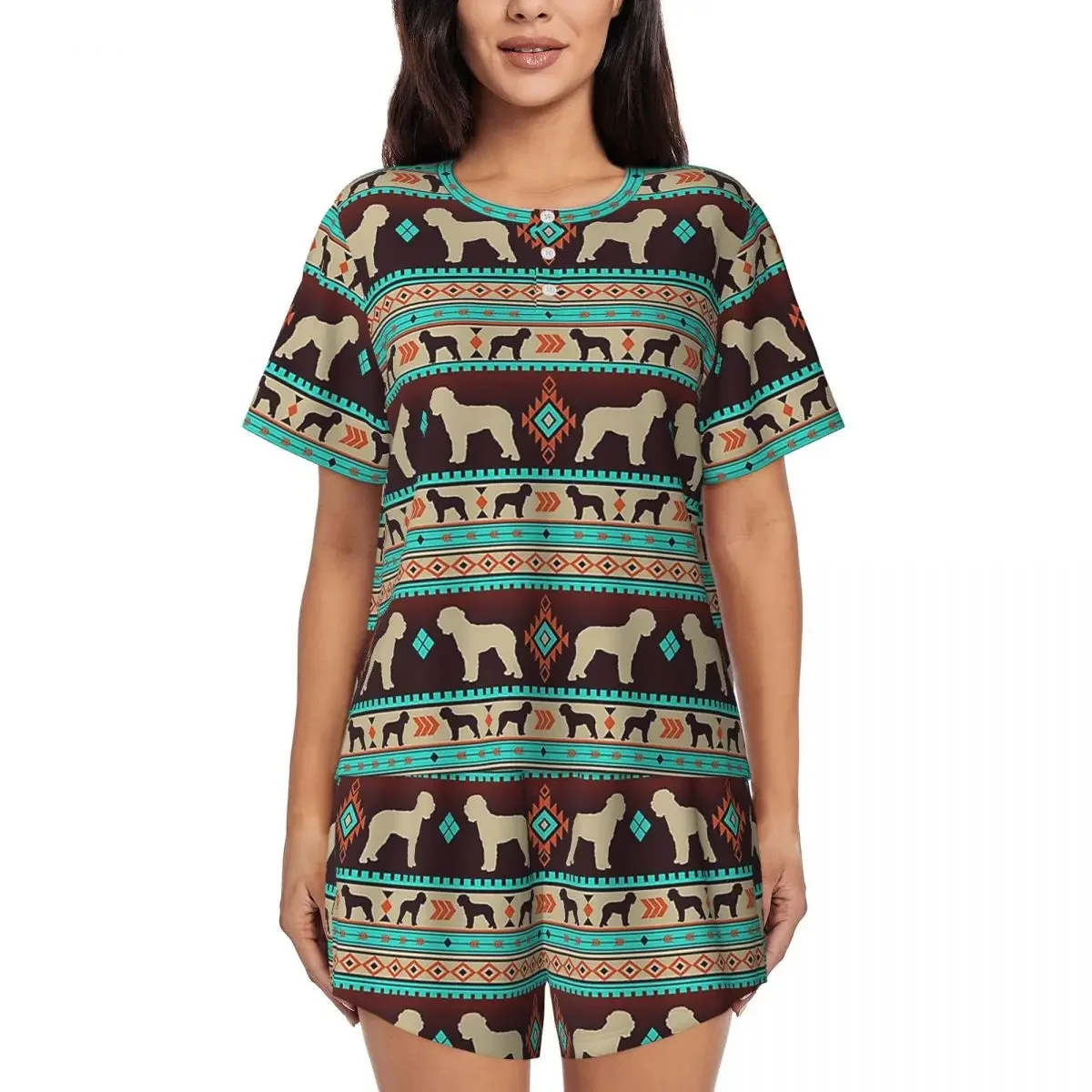 Boho Dogs Lagotto Romagnolo Sunset Round Neck Short Sleeve Nightgowns for Sleepshirts Women Loose Pajama Set Short Pants
Boho Dogs Lagotto Romagnolo Sunset Round Neck Short Sleeve Nightgowns for Sleepshirts Women Loose Pajama Set Short Pants