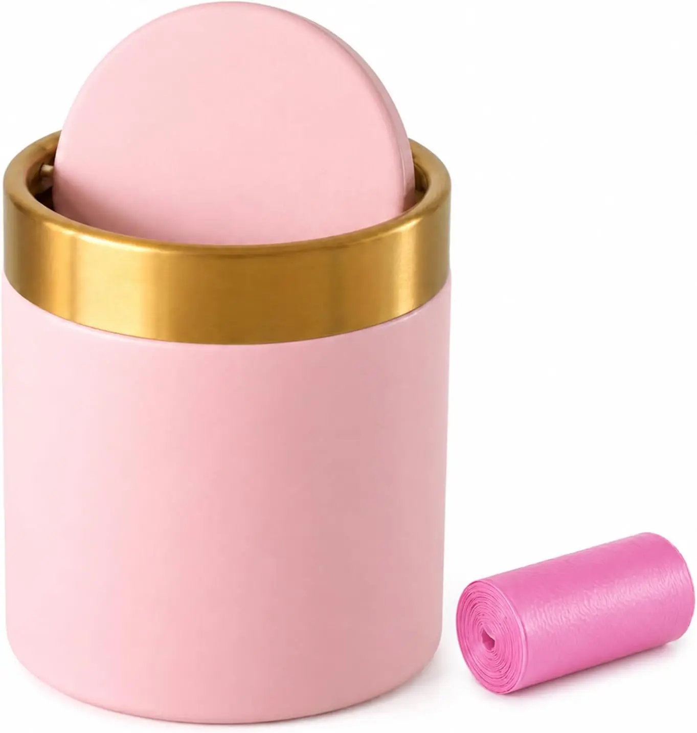 Pink Mini Trash Can with Lid – Metal Swing-Top Waste Bin for Desk, 1.5L/0.4Gal
Pink Mini Trash Can with Lid – Metal Swing-Top Waste Bin for Desk, 1.5L/0.4Gal