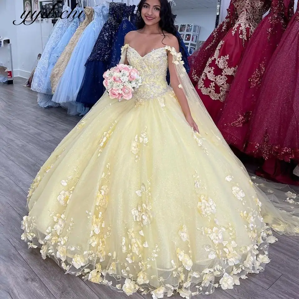 Желтые блестящие платья Quinceanera по индивидуальному заказу, бальное платье из тюля с аппликациями и бисером, торжественное платье для дня рождения, Vestido De 15 Años 2025
Желтые блестящие платья Quinceanera по индивидуальному заказу, бальное платье из тюля с аппликациями и бисером, торжественное платье для дня рождения, Vestido De 15 Años 2025
