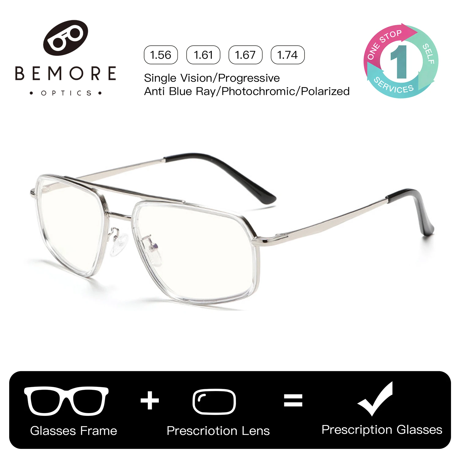 BEMORE Pilot Acetate Prescription Myopia Glasses Men Photochromic Anti Blue Light Myopia Optical Eyeglasses
BEMORE Pilot Acetate Prescription Myopia Glasses Men Photochromic Anti Blue Light Myopia Optical Eyeglasses