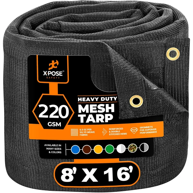 Heavy Duty Mesh Tarp 8’x16’ (Black) – Weather/Tear Resistant, for Shade, Fences, Dump Trucks 
Heavy Duty Mesh Tarp 8’x16’ (Black) – Weather/Tear Resistant, for Shade, Fences, Dump Trucks