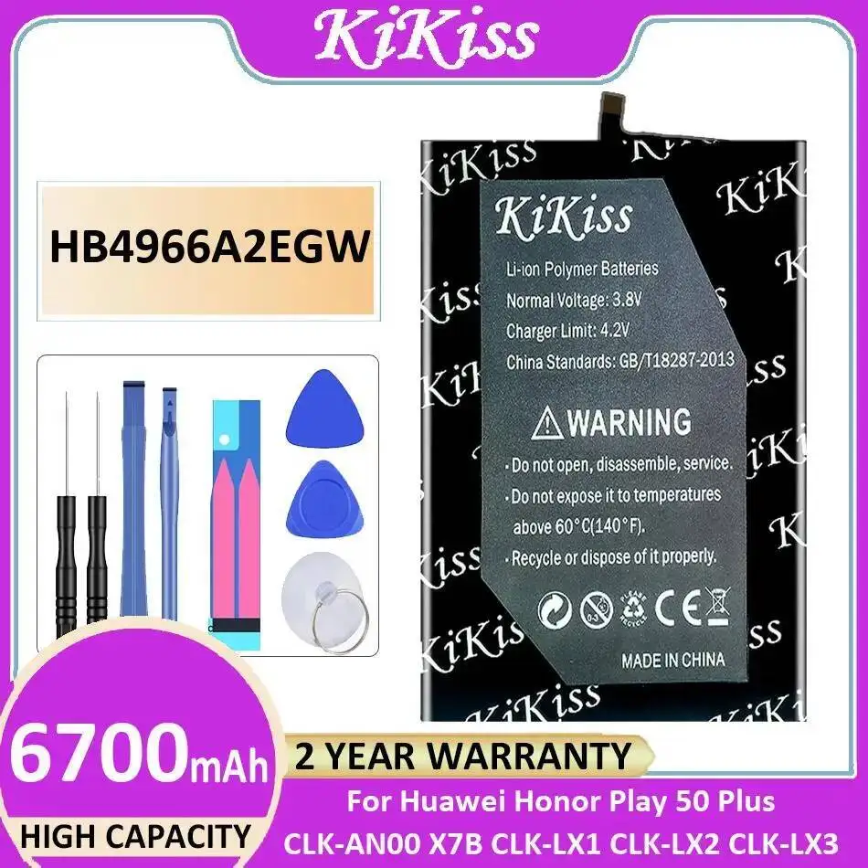 Mobile Phone Battery HB4966A2EGW 6700Mah For Huawei Honor Play 50 Plus Clk-AN00 X7B Clk-LX1 Clk-LX2 Clk-LX3
Mobile Phone Battery HB4966A2EGW 6700Mah For Huawei Honor Play 50 Plus Clk-AN00 X7B Clk-LX1 Clk-LX2 Clk-LX3