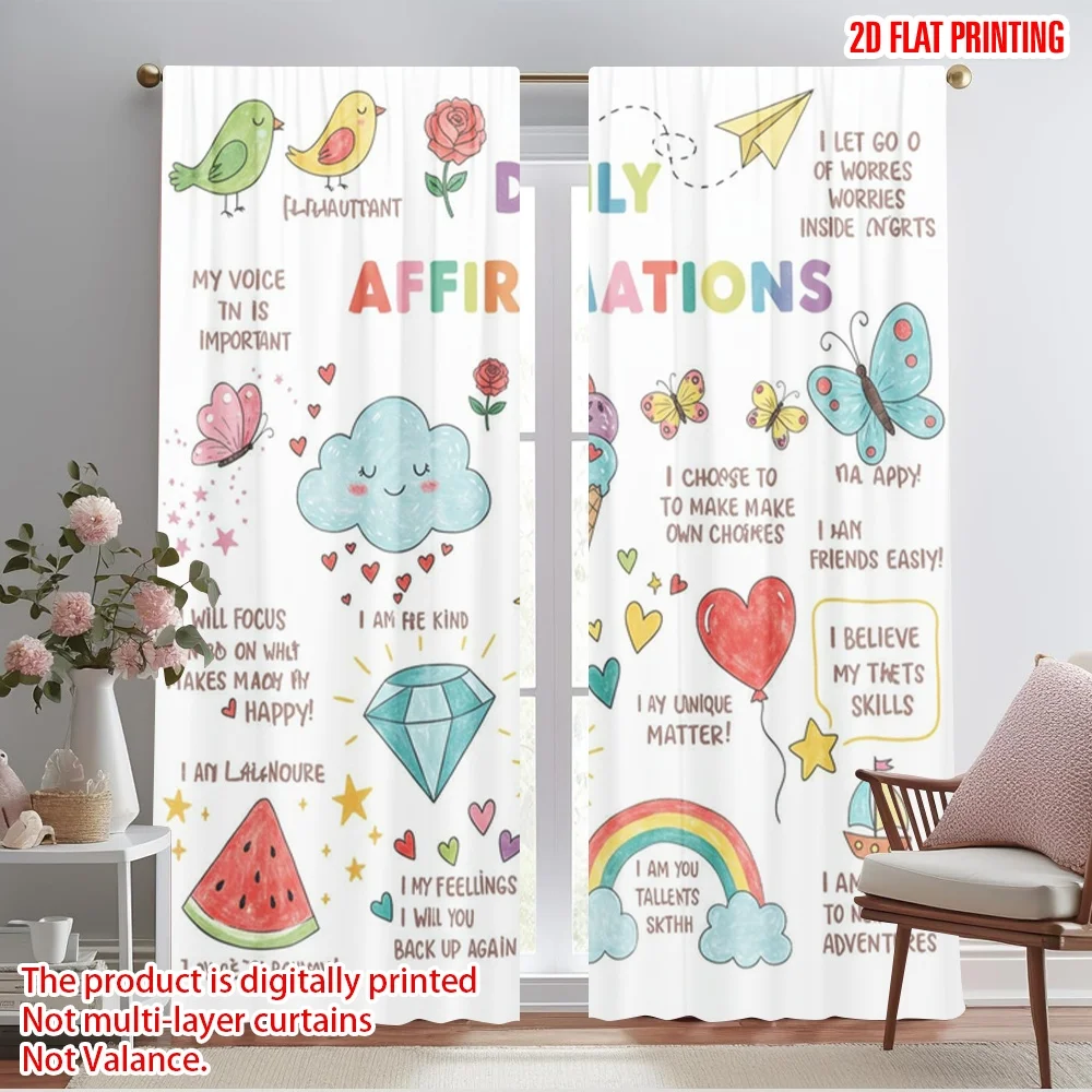 2pcs 2D flat printing Window Curtains Affirmations Daily 100% Polyester Fabric Without Electricity Holiday Decorations Perfect
2pcs 2D flat printing Window Curtains Affirmations Daily 100% Polyester Fabric Without Electricity Holiday Decorations Perfect