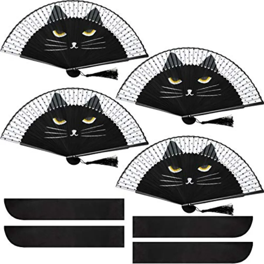 2 Pieces Cartoon Cat Hand Fans Folding Hand Held Fan Women Black Cat Silk Foldable Fan with Store Bag for Wedding Dancing Party
2 Pieces Cartoon Cat Hand Fans Folding Hand Held Fan Women Black Cat Silk Foldable Fan with Store Bag for Wedding Dancing Party