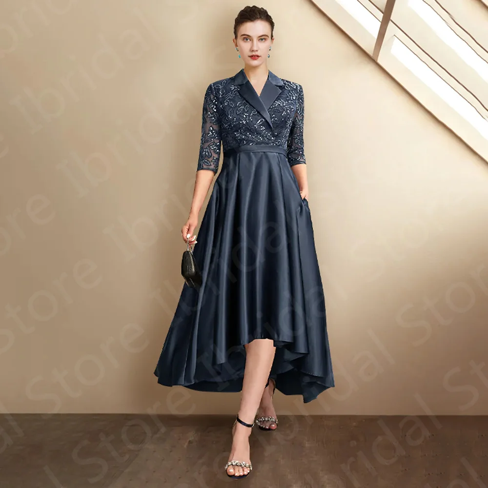 Modern On Sale Navy Mother of the Bride Dresses High Low Lace Collar Wedding Guest Gowns 3/4 Sleeves Sequin
Modern On Sale Navy Mother of the Bride Dresses High Low Lace Collar Wedding Guest Gowns 3/4 Sleeves Sequin