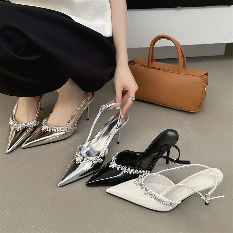 2025 Sexy CRYSTAL Buckle Strap Women Pumps Fashion Pointed Toe Thin Heels Sandals Party Prom Mules Shoes Zapatos Mujer
2025 Sexy CRYSTAL Buckle Strap Women Pumps Fashion Pointed Toe Thin Heels Sandals Party Prom Mules Shoes Zapatos Mujer