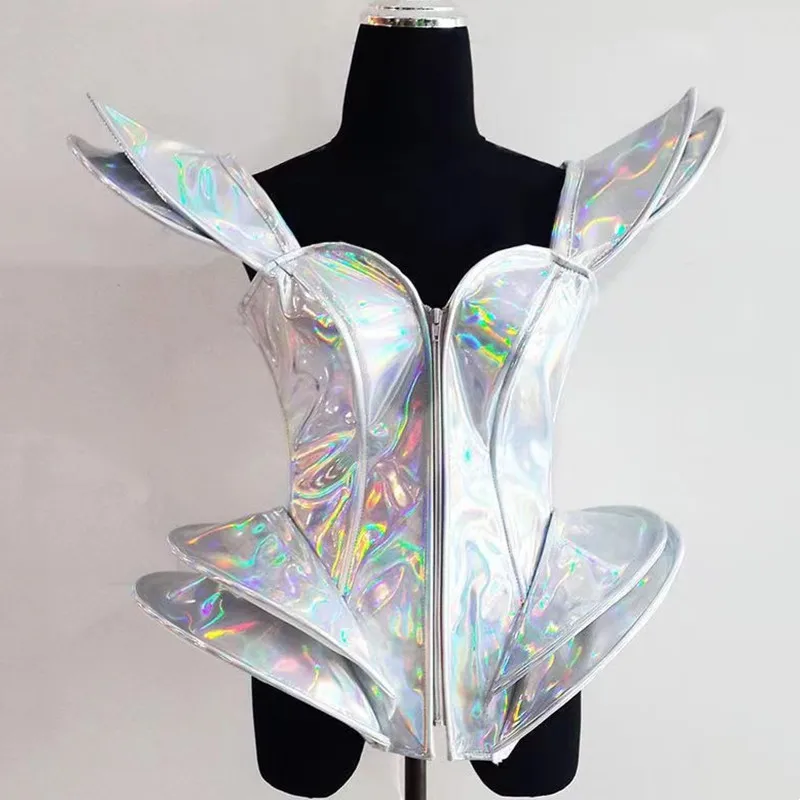 Bar Nightclub Exaggerated Performance Clothes Silver Laser Armor Fly Shoulder Bodysuit Women Singer Cosplay Drag Queen Costume
Bar Nightclub Exaggerated Performance Clothes Silver Laser Armor Fly Shoulder Bodysuit Women Singer Cosplay Drag Queen Costume