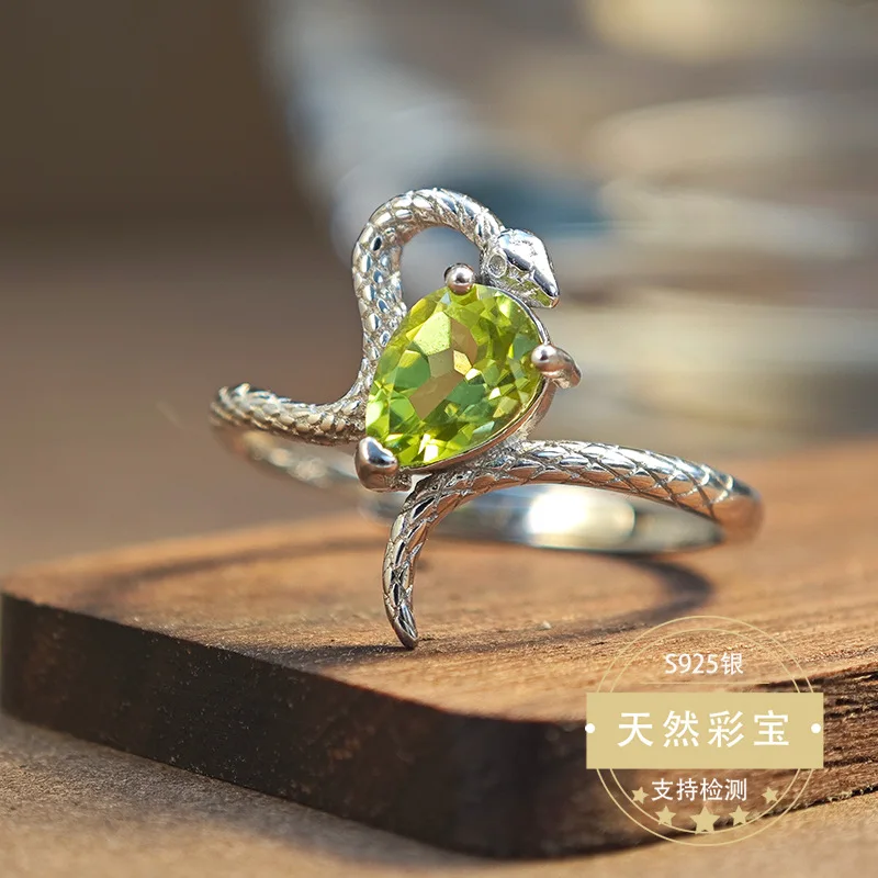 Natural Peridot Ring for Women 925 Sterling Silver Snake Shape Adjustable Size Ring Anniversary Fine Christmas Gift Birthday
Natural Peridot Ring for Women 925 Sterling Silver Snake Shape Adjustable Size Ring Anniversary Fine Christmas Gift Birthday