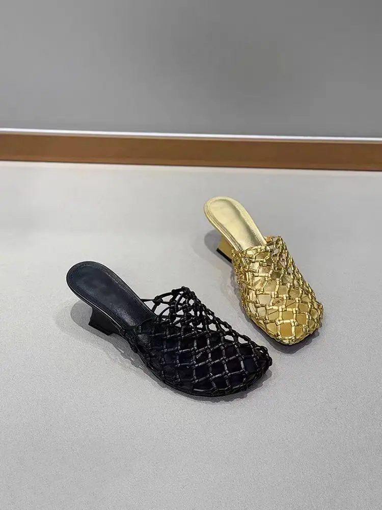Elegant Woven Hollow out High Heel Sandals Women's Holiday Slippers Comfortable Leather Interior Rubber Outsole Summer Shoes
Elegant Woven Hollow out High Heel Sandals Women's Holiday Slippers Comfortable Leather Interior Rubber Outsole Summer Shoes