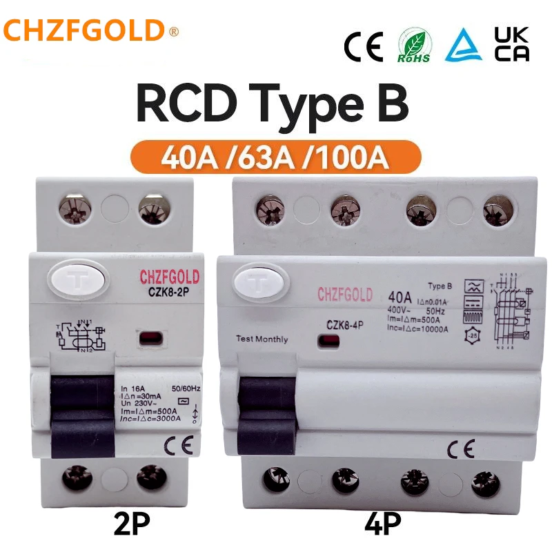 High Quality RCCB Residual Current Circuit Breaker, Type B, Evse 2 P4 P4p AC 40 63 100 30 A Ek 6-100 B 10 Ka Rail 220V
High Quality RCCB Residual Current Circuit Breaker, Type B, Evse 2 P4 P4p AC 40 63 100 30 A Ek 6-100 B 10 Ka Rail 220V