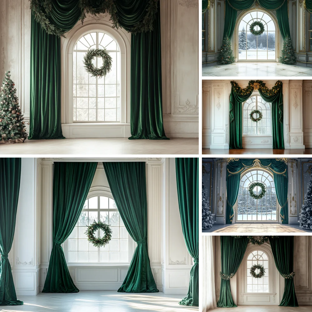 Photography Backdrop Green Curtains Garland Windows Snow Decora Family Xmas Holiday Portrait Photo Background For Photograph
Photography Backdrop Green Curtains Garland Windows Snow Decora Family Xmas Holiday Portrait Photo Background For Photograph