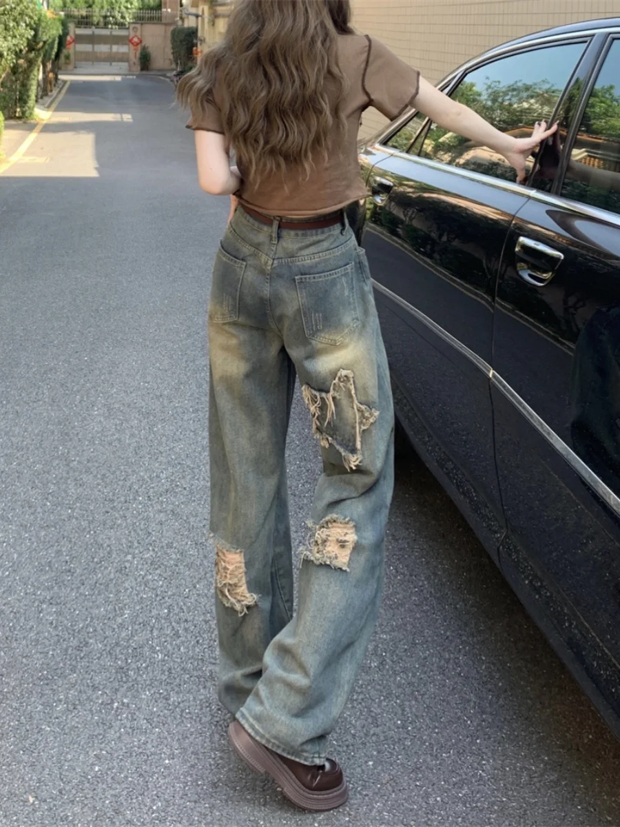 High Waisted Jeans for Women American Retro Washed Tassel Wide Leg Denim Pants Streetwear Fashion Pockets Casual Jeans R71
High Waisted Jeans for Women American Retro Washed Tassel Wide Leg Denim Pants Streetwear Fashion Pockets Casual Jeans R71