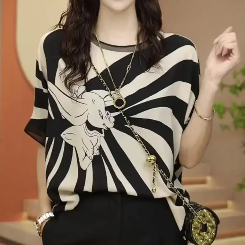 Temperament Casual Summer Women's O-Neck Printing Gauze Patchwork Simplici Fashion Office Lady Short Sleeve Loose Shirts Tops
Temperament Casual Summer Women's O-Neck Printing Gauze Patchwork Simplici Fashion Office Lady Short Sleeve Loose Shirts Tops