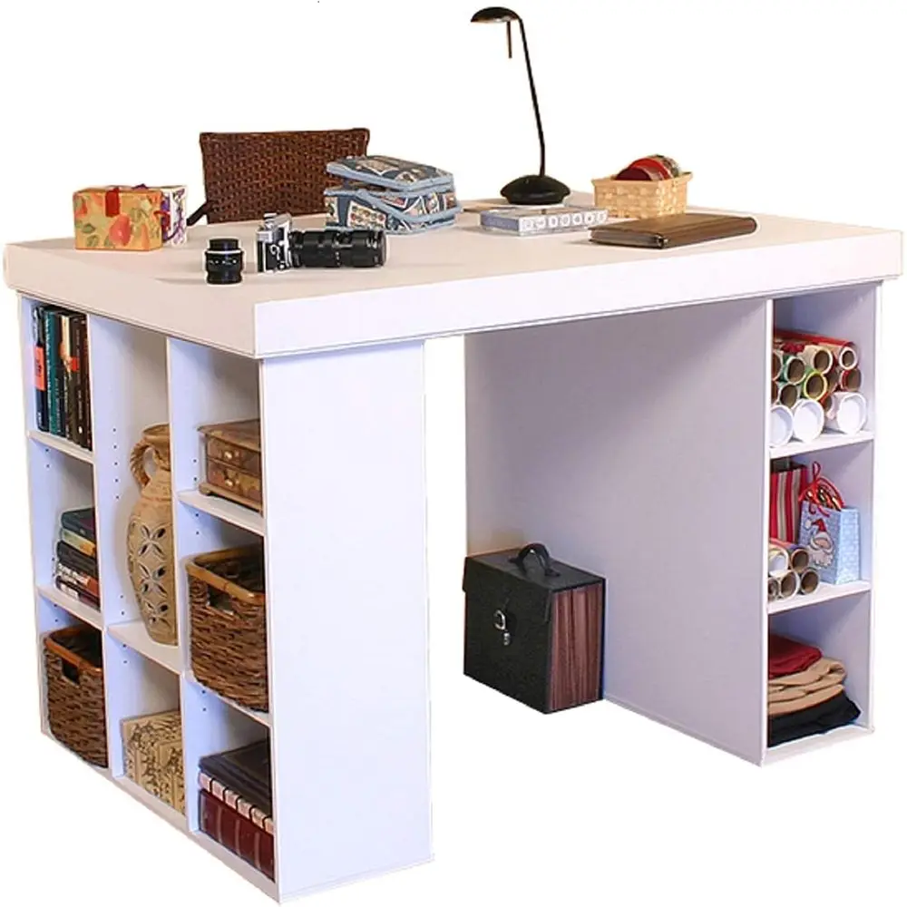 White Project Center Desk with Bookcase and Triple Bin Storage Cabinet
White Project Center Desk with Bookcase and Triple Bin Storage Cabinet
