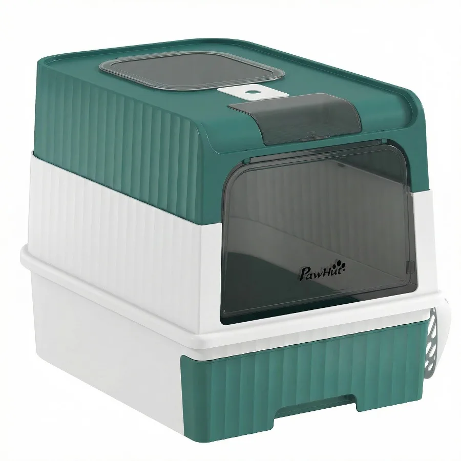 Cat Litter Box Hooded Cat Litter Tray with Drawer Pan Front Entry & Top Exit Easy Cleaning Teal
Cat Litter Box Hooded Cat Litter Tray with Drawer Pan Front Entry & Top Exit Easy Cleaning Teal